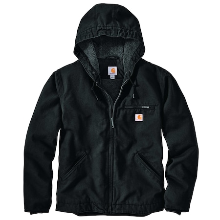 Carhartt Men's OJ4392 M RlxdFit WshDck Shrp Lnd J S REG Heavy Lined Relaxed Black OJ4392-M / 104392-BLKSREG